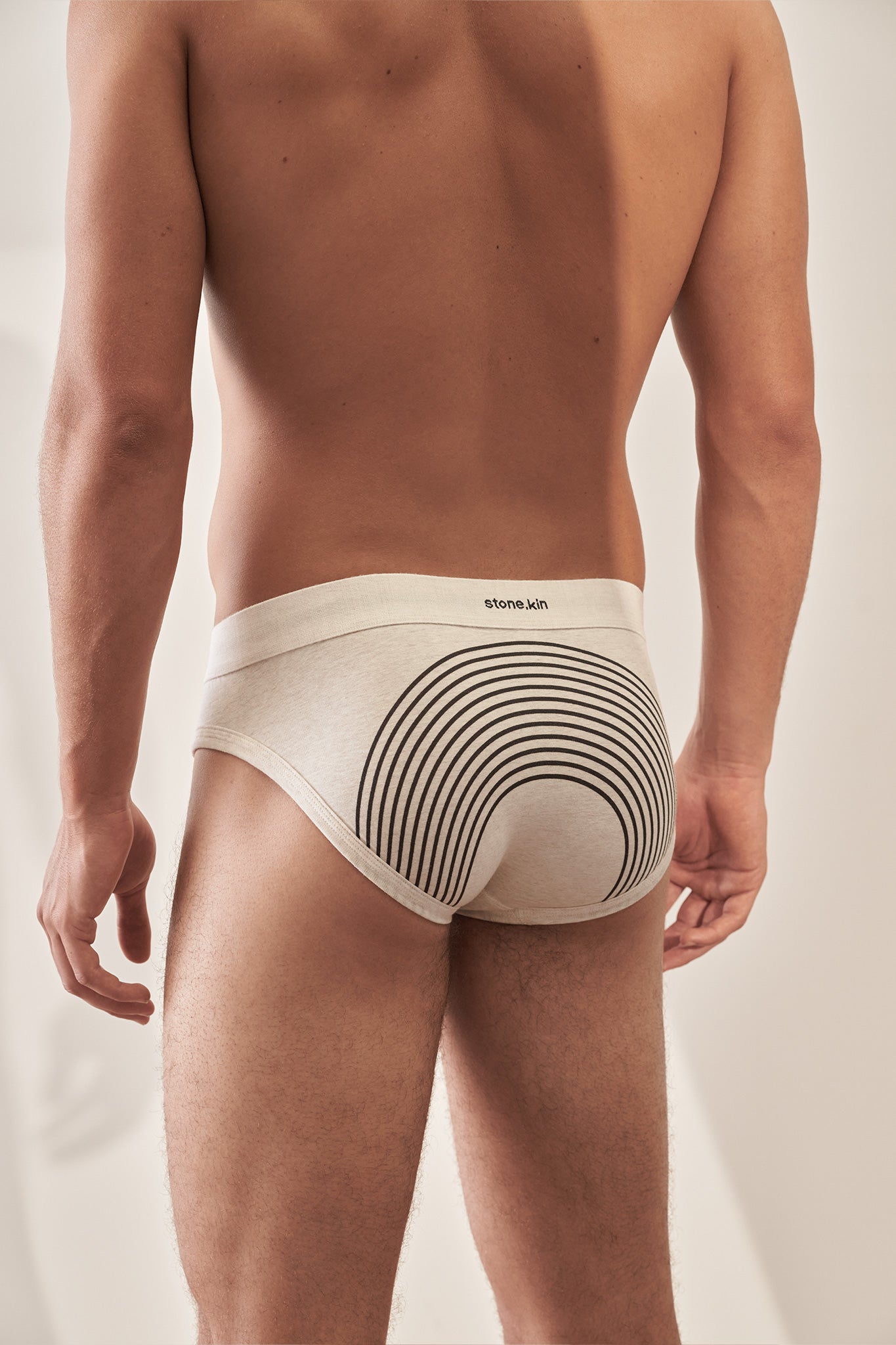 Brief in Organic Cotton - Bone with Lines